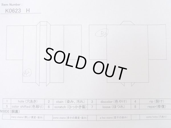 画像12: K0623H  羽織 女性用着物  シルク(正絹)   オレンジ, チェック柄 【中古】 【USED】 【リサイクル】 ★★★☆☆ (12)