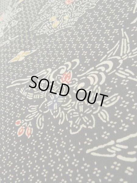 画像11: K0623P Mint  羽織 女性用着物  シルク(正絹)   黒, 花 【中古】 【USED】 【リサイクル】 ★★★★☆ (11)