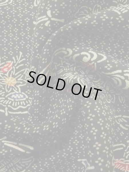 画像14: K0623P Mint  羽織 女性用着物  シルク(正絹)   黒, 花 【中古】 【USED】 【リサイクル】 ★★★★☆ (14)