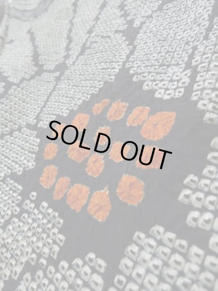 画像8: K0630D  羽織 女性用着物  シルク(正絹) ヘザー(杢)  黒, 花 【中古】 【USED】 【リサイクル】 ★★★★☆ (8)