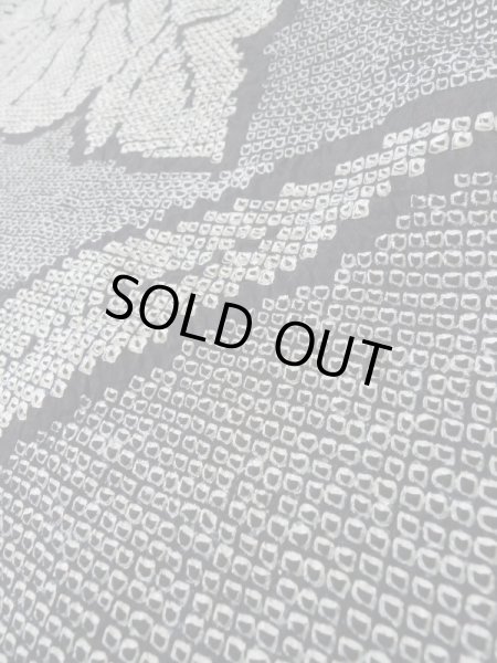 画像9: K0630D  羽織 女性用着物  シルク(正絹) ヘザー(杢)  黒, 花 【中古】 【USED】 【リサイクル】 ★★★★☆ (9)