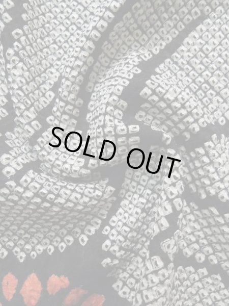 画像10: K0630D  羽織 女性用着物  シルク(正絹) ヘザー(杢)  黒, 花 【中古】 【USED】 【リサイクル】 ★★★★☆ (10)