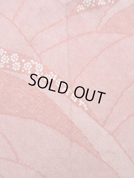 画像3: K0630E Mint  羽織 女性用着物  シルク(正絹) 淡い ヘザー(杢) コーラル, 抽象的模様 【中古】 【USED】 【リサイクル】 ★★★★☆ (3)