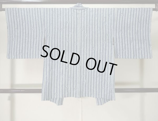 画像2: K0630F  羽織 女性用着物  シルク(正絹) 淡い ヘザー(杢) 水色, 竹 【中古】 【USED】 【リサイクル】 ★★★☆☆ (2)