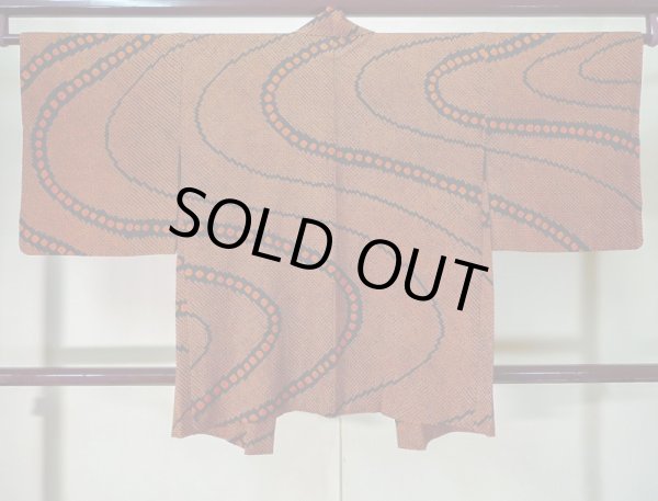 画像2: K0630H Mint  羽織 女性用着物  シルク(正絹) ヘザー(杢)  オレンジ, 抽象的模様 【中古】 【USED】 【リサイクル】 ★★★★☆ (2)