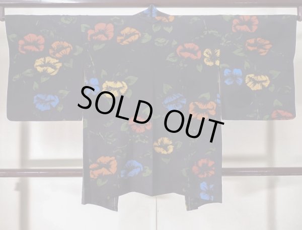 画像2: K0630Q  羽織 女性用着物  シルク（正絹）   黒,  【中古】 【USED】 【リサイクル】 ★★★☆☆ (2)