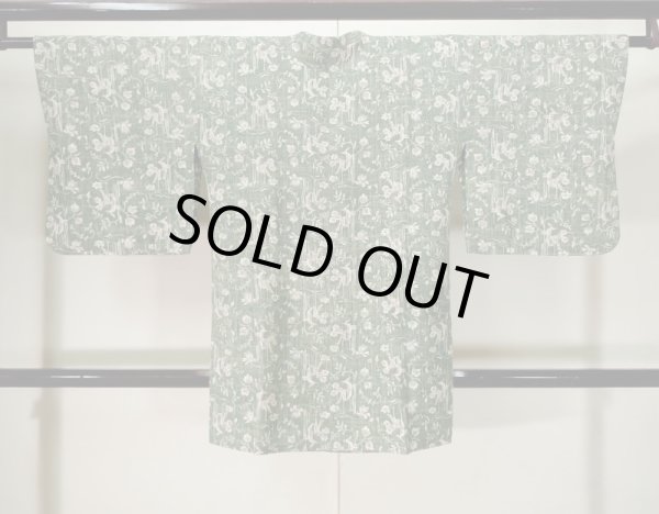 画像2: K0714R Mint  道行 女性用着物  シルク(正絹) 淡い  グリーン(緑), つた 【中古】 【USED】 【リサイクル】 ★★★★☆ (2)