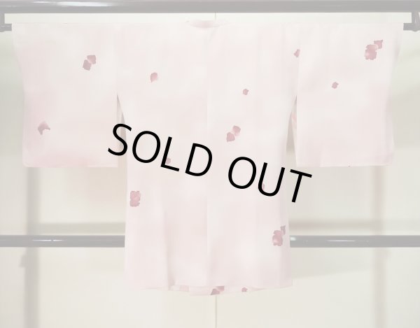 画像2: K0714U  道行 女性用着物  シルク（正絹） 淡い 薄い ピンク, 抽象的模様 【中古】 【USED】 【リサイクル】 ★★☆☆☆ (2)