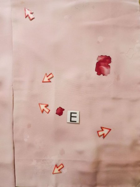 画像19: K0714U  道行 女性用着物  シルク(正絹) 淡い 薄い ピンク, 抽象的模様 【中古】 【USED】 【リサイクル】 ★★☆☆☆ (19)