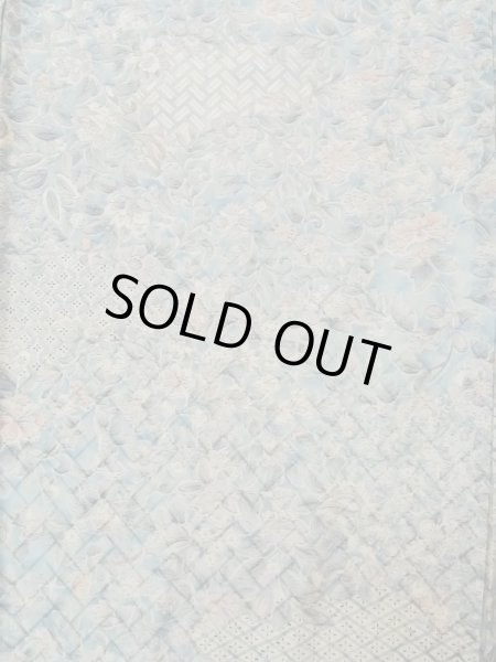 画像3: K0728M  小紋 女性用着物 更紗柄 化繊 薄い  水色, 唐花 【中古】 【USED】 【リサイクル】 ★★☆☆☆ (3)