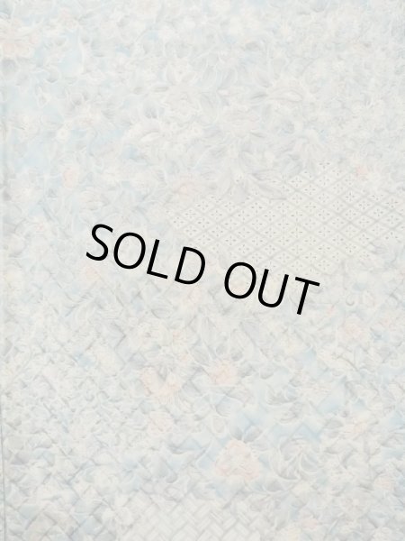 画像5: K0728M  小紋 女性用着物 更紗柄 化繊 薄い  水色, 唐花 【中古】 【USED】 【リサイクル】 ★★☆☆☆ (5)