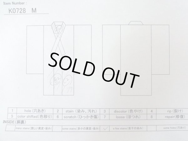 画像14: K0728M  小紋 女性用着物 更紗柄 化繊 薄い  水色, 唐花 【中古】 【USED】 【リサイクル】 ★★☆☆☆ (14)