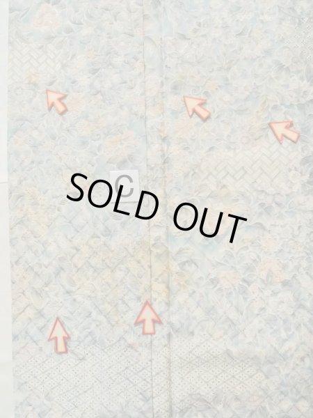 画像17: K0728M  小紋 女性用着物 更紗柄 化繊 薄い  水色, 唐花 【中古】 【USED】 【リサイクル】 ★★☆☆☆ (17)