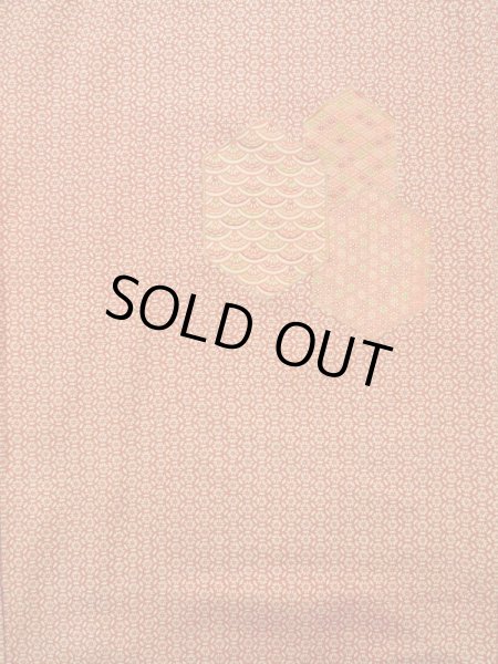 画像3: K0728P  小紋 女性用着物  シルク(正絹)   赤, 青海波 【中古】 【USED】 【リサイクル】 ★★★☆☆ (3)