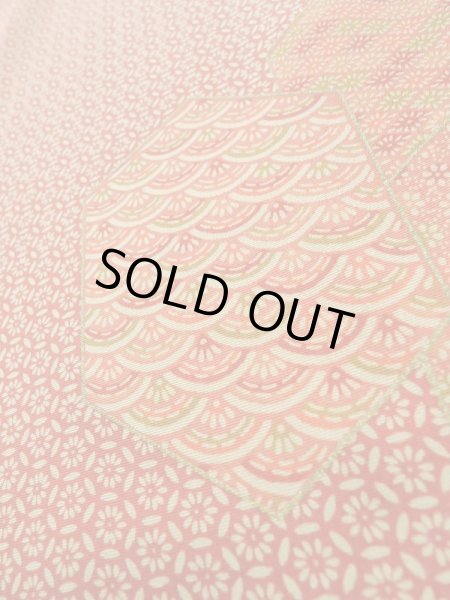 画像8: K0728P  小紋 女性用着物  シルク(正絹)   赤, 青海波 【中古】 【USED】 【リサイクル】 ★★★☆☆ (8)