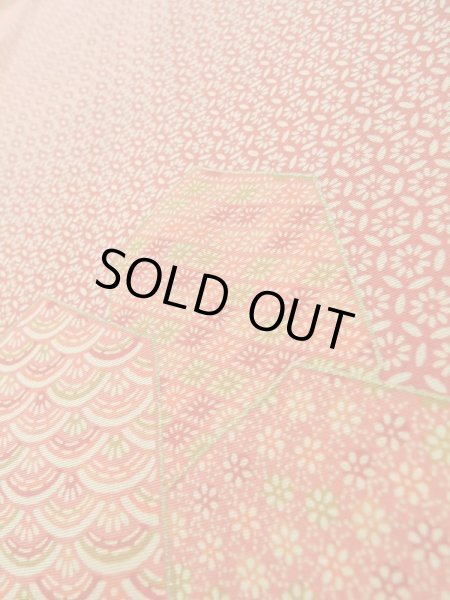 画像10: K0728P  小紋 女性用着物  シルク(正絹)   赤, 青海波 【中古】 【USED】 【リサイクル】 ★★★☆☆ (10)