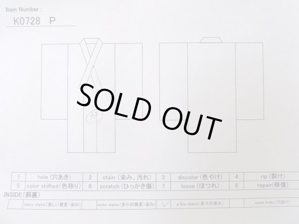 画像13: K0728P  小紋 女性用着物  シルク(正絹)   赤, 青海波 【中古】 【USED】 【リサイクル】 ★★★☆☆ (13)