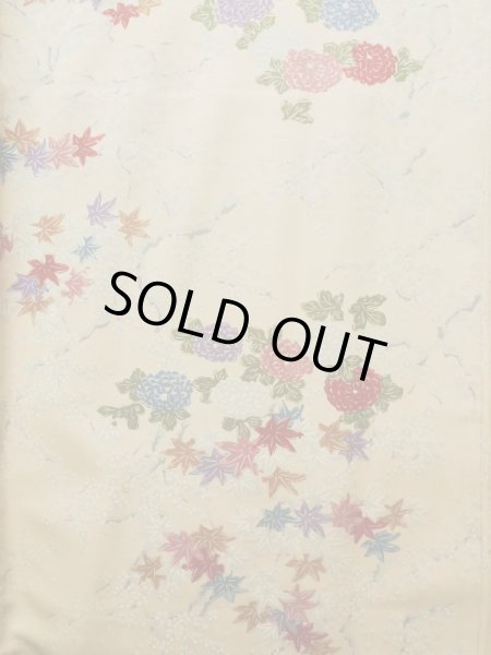 画像3: K0728U  小紋 女性用着物  シルク(正絹) 薄い  クリーム, 菊 【中古】 【USED】 【リサイクル】 ★★★☆☆ (3)