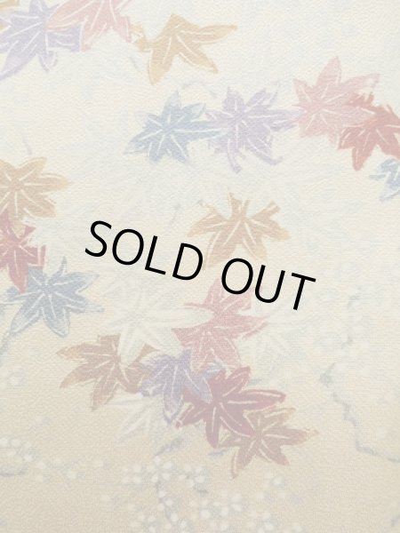 画像6: K0728U  小紋 女性用着物  シルク(正絹) 薄い  クリーム, 菊 【中古】 【USED】 【リサイクル】 ★★★☆☆ (6)