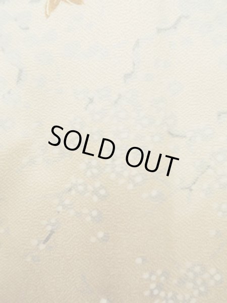 画像7: K0728U  小紋 女性用着物  シルク(正絹) 薄い  クリーム, 菊 【中古】 【USED】 【リサイクル】 ★★★☆☆ (7)