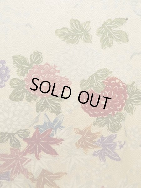 画像8: K0728U  小紋 女性用着物  シルク(正絹) 薄い  クリーム, 菊 【中古】 【USED】 【リサイクル】 ★★★☆☆ (8)