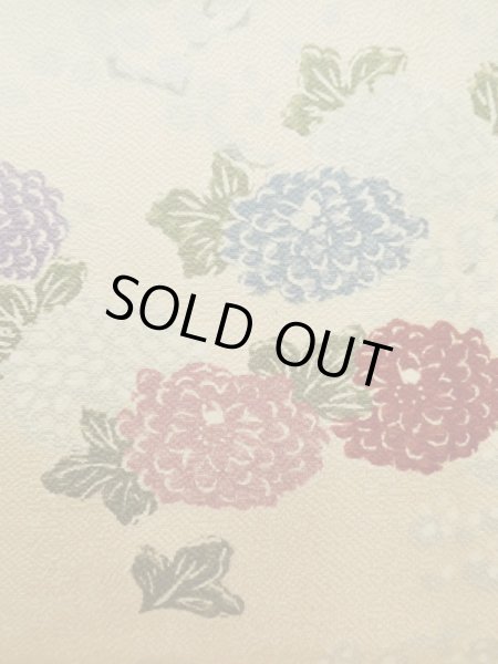 画像9: K0728U  小紋 女性用着物  シルク(正絹) 薄い  クリーム, 菊 【中古】 【USED】 【リサイクル】 ★★★☆☆ (9)