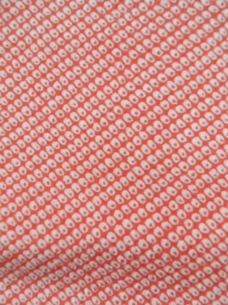 画像6: K0818O  小紋 女性用着物  シルク(正絹) 淡い  朱赤, かのこ 【中古】 【USED】 【リサイクル】 ★★★☆☆ (6)