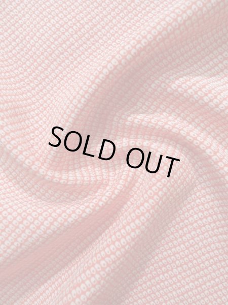 画像9: K0818O  小紋 女性用着物  シルク（正絹） 淡い  朱赤, かのこ 【中古】 【USED】 【リサイクル】 ★★★☆☆ (9)