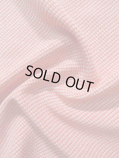 画像10: K0818O  小紋 女性用着物  シルク（正絹） 淡い  朱赤, かのこ 【中古】 【USED】 【リサイクル】 ★★★☆☆ (10)