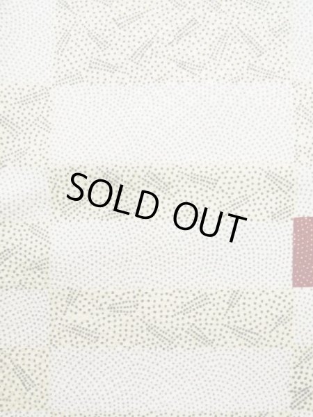 画像6: K0820B  小紋 女性用着物 地紋:市松模様 化繊 ヘザー(杢)  クリーム, 青海波 【中古】 【USED】 【リサイクル】 ★★★☆☆ (6)