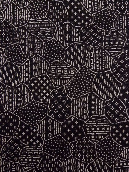 画像6: K0820K  江戸小紋 女性用着物  シルク(正絹)   黒, 氷割 【中古】 【USED】 【リサイクル】 ★★☆☆☆ (6)