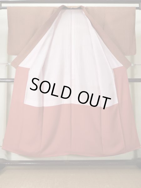 画像2: K0820L Mint  小紋 女性用着物  シルク(正絹) 淡い 薄い ブラウン(茶色), 抽象的模様 【中古】 【USED】 【リサイクル】 ★★★★☆ (2)