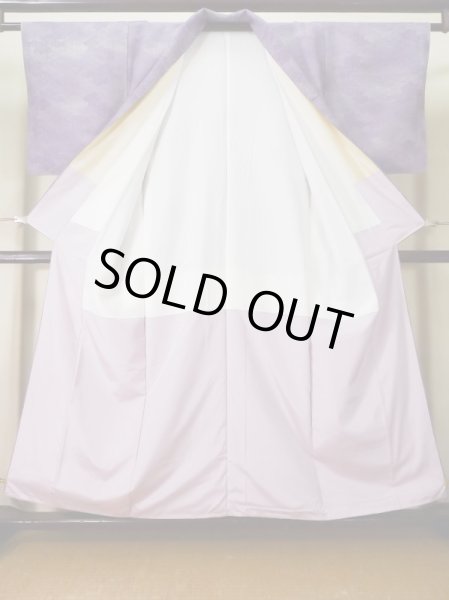 画像2: K0820U  江戸小紋 女性用着物  シルク(正絹)   藤, 幾何学模様 【中古】 【USED】 【リサイクル】 ★★★★☆ (2)