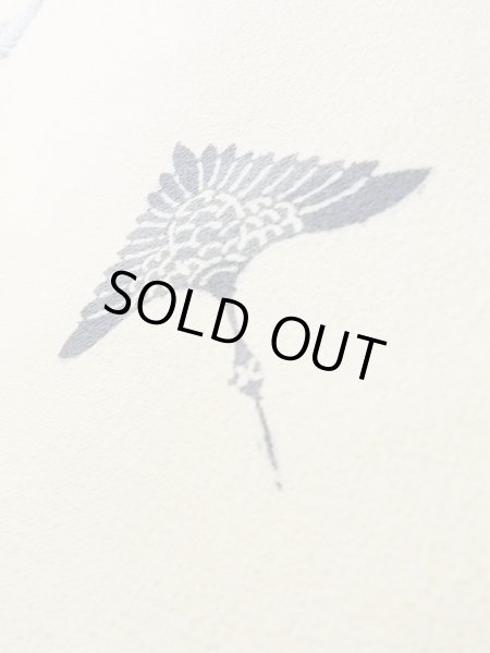 画像8: K0820W  小紋 女性用着物  シルク（正絹）   オフ　ホワイト, 鳥 【中古】 【USED】 【リサイクル】 ★★☆☆☆ (8)