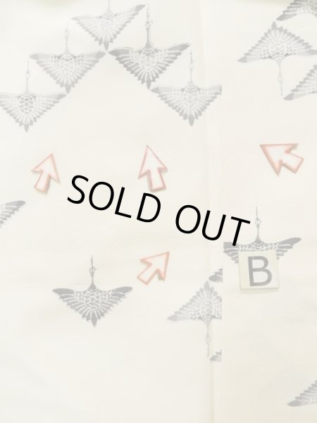 画像15: K0820W  小紋 女性用着物  シルク（正絹）   オフ　ホワイト, 鳥 【中古】 【USED】 【リサイクル】 ★★☆☆☆ (15)