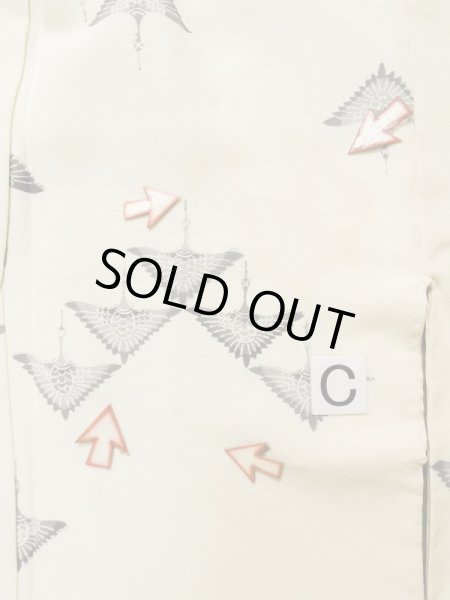 画像16: K0820W  小紋 女性用着物  シルク（正絹）   オフ　ホワイト, 鳥 【中古】 【USED】 【リサイクル】 ★★☆☆☆ (16)