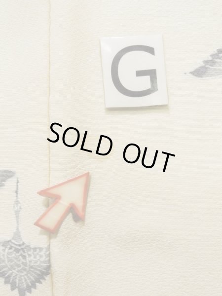 画像20: K0820W  小紋 女性用着物  シルク（正絹）   オフ　ホワイト, 鳥 【中古】 【USED】 【リサイクル】 ★★☆☆☆ (20)