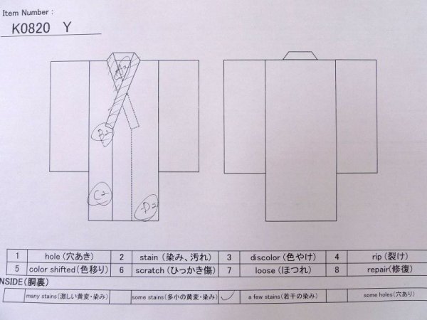 画像12: K0820Y  小紋 女性用着物  綿 淡い  カーキ, 小さな点々 【中古】 【USED】 【リサイクル】 ★★☆☆☆ (12)