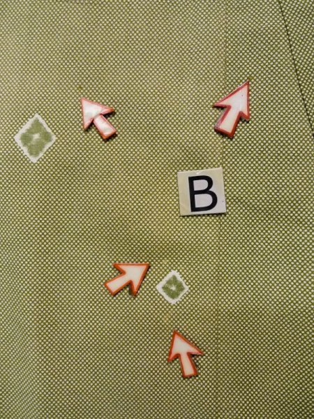 画像14: K0820Y  小紋 女性用着物  綿 淡い  カーキ, 小さな点々 【中古】 【USED】 【リサイクル】 ★★☆☆☆ (14)