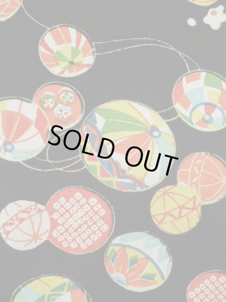 画像7: K1008C  羽織 女性用着物 毬 シルク(正絹)   黒, 梅 【中古】 【USED】 【リサイクル】 ★★★☆☆ (7)