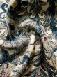 画像11: K1027H  羽織 女性用着物 更紗 シルク（正絹）   青,  【中古】 【USED】 【リサイクル】 ★★☆☆☆ (11)