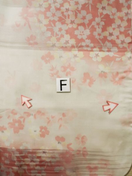 画像19: K1027N  羽織 女性用着物  シルク(正絹) 淡い 薄い ピンク, 花 【中古】 【USED】 【リサイクル】 ★☆☆☆☆ (19)