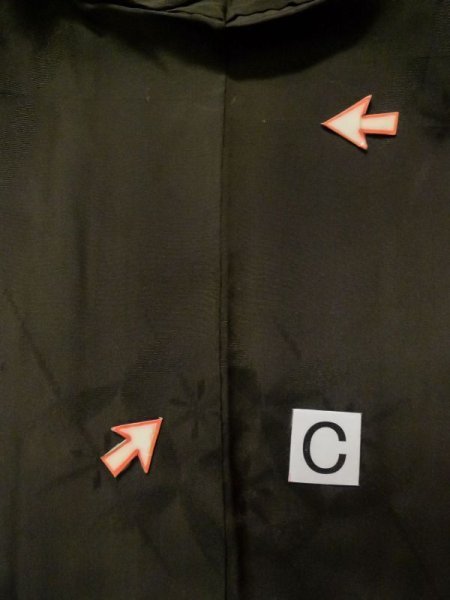 画像15: K1027W  羽織 女性用着物  シルク（正絹）   黒, 花 【中古】 【USED】 【リサイクル】 ★★☆☆☆ (15)