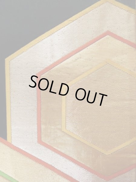 画像5: K1111D 袋帯  女性用着物 シルク(正絹)   黒 亀甲   【中古】 【USED】 【リサイクル】 ★★★★☆ (5)