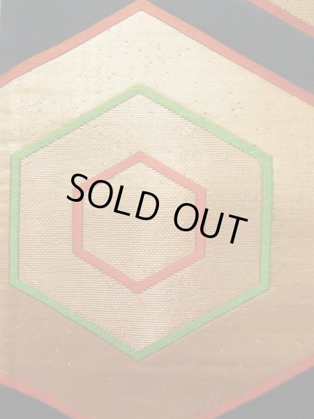 画像6: K1111D 袋帯  女性用着物 シルク(正絹)   黒 亀甲   【中古】 【USED】 【リサイクル】 ★★★★☆ (6)