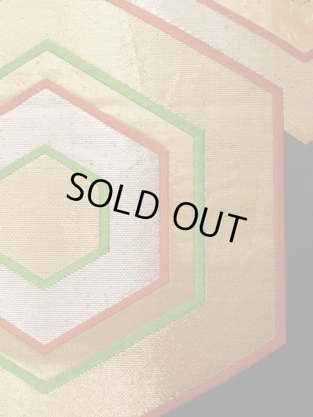 画像7: K1111D 袋帯  女性用着物 シルク(正絹)   黒 亀甲   【中古】 【USED】 【リサイクル】 ★★★★☆ (7)