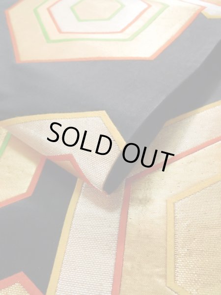 画像11: K1111D 袋帯  女性用着物 シルク(正絹)   黒 亀甲   【中古】 【USED】 【リサイクル】 ★★★★☆ (11)