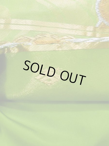 画像3: K1111G 袋帯  女性用着物 シルク(正絹) 薄い  黄緑色 菊  , 本家加納【中古】 【USED】 【リサイクル】 ★★☆☆☆ (3)