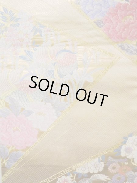 画像4: K1111Z 袋帯  女性用着物 シルク(正絹)   ゴールド(金) ぼたん  , 九百錦【中古】 【USED】 【リサイクル】 ★★★★☆ (4)