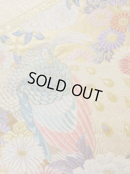 画像6: K1111Z 袋帯  女性用着物 シルク(正絹)   ゴールド(金) ぼたん  , 九百錦【中古】 【USED】 【リサイクル】 ★★★★☆ (6)